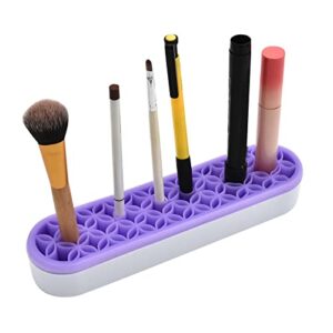 GOLDEN STRAWBERRY 1 PCS Multi-Purpose Cosmetic Storage Box Silicone Make Up Brush Storage Stand Sewing Tool Storage Box Desktop Storage Box for Brush Art Supplies, Painting Brush (Purple)