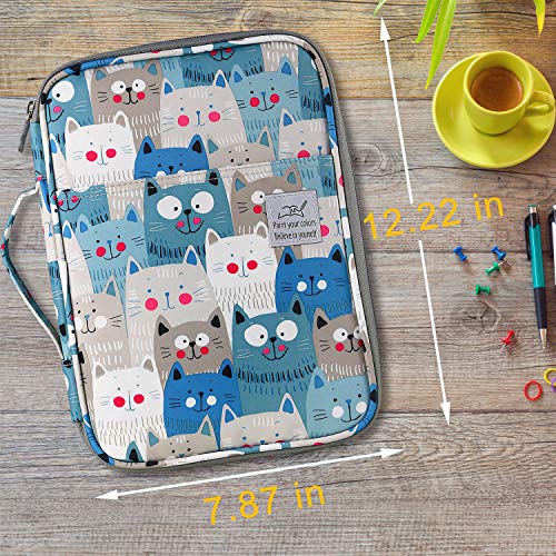 YOUSHARES 96 Slots Colored Pencil Case, Large Capacity Pencil Holder Pen Organizer Bag with Zipper for Prismacolor Watercolor Coloring Pencils, Gel Pens for Student & Artist (Big-Faced Cat)