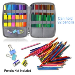 YOUSHARES 96 Slots Colored Pencil Case, Large Capacity Pencil Holder Pen Organizer Bag with Zipper for Prismacolor Watercolor Coloring Pencils, Gel Pens for Student & Artist (Big-Faced Cat)