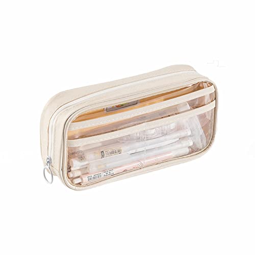 Clear Pencil Case Big Capacity Pen Bag Clear Case Marker Pouch Multifonction Organizer Box Transparent case Makeup Bag Office College School Gift for adults Teen Girl Boy