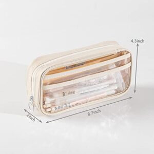 Clear Pencil Case Big Capacity Pen Bag Clear Case Marker Pouch Multifonction Organizer Box Transparent case Makeup Bag Office College School Gift for adults Teen Girl Boy