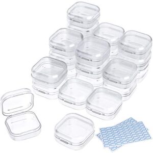 duofire small containers with lids 24 packs plastic box clear small storage containers bead organizer for beads, crafts, jewelry, small items (1.38×1.38×0.7 inches)