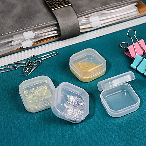 DUOFIRE Small Containers with Lids 24 Packs Plastic Box Clear Small Storage Containers Bead Organizer for Beads, Crafts, Jewelry, Small Items (1.38x1.38x0.7 Inches)