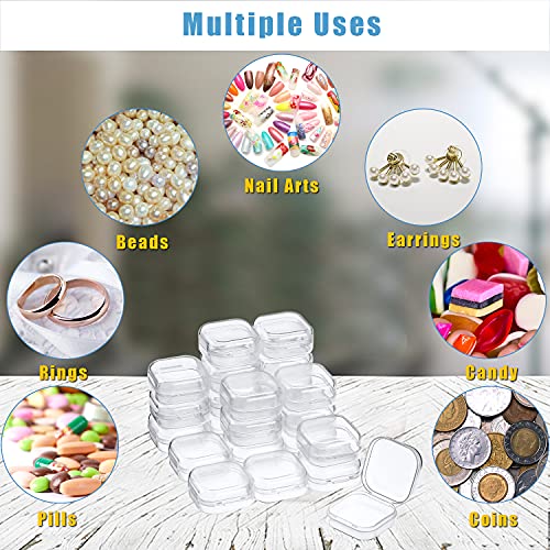 DUOFIRE Small Containers with Lids 24 Packs Plastic Box Clear Small Storage Containers Bead Organizer for Beads, Crafts, Jewelry, Small Items (1.38x1.38x0.7 Inches)