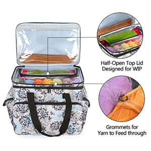 Teamoy Yarn Bag Organizer on Wheels, Rolling Knitting Bag with Wheels for WIP, Crochet Hooks, Knitting Needles and Supplies(No Accessories Included), Dandelion
