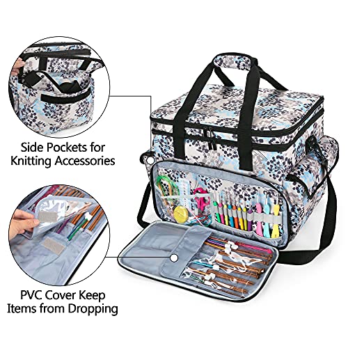 Teamoy Yarn Bag Organizer on Wheels, Rolling Knitting Bag with Wheels for WIP, Crochet Hooks, Knitting Needles and Supplies(No Accessories Included), Dandelion