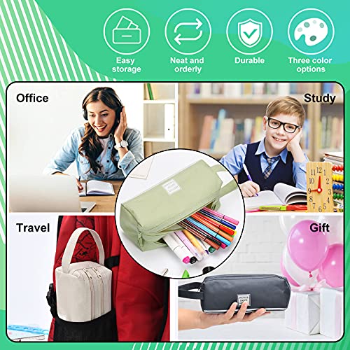 OuMeng Pencil Bag Pen Case, Large Capacity Students Stationery Pouch Pencil Holder Desk Organizer with Double Zipper, Can be Used to Organize Stationery Such as Pencils, Markers (Green)