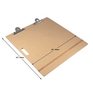 Agustu Artist Sketch Clipboard - 23 inch x 26 inch Drawing Board - for Field Trips, Classroom or Studio - Easy Grip Lightweight Smooth Large Drawing Board with Clips - Complete with Pencil Pouch