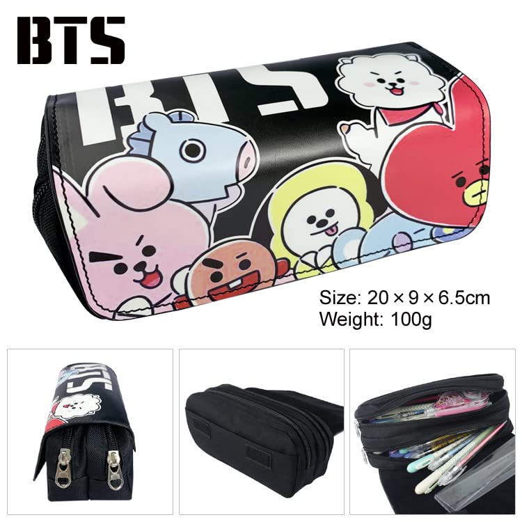 Pencil Case BTS Cute Pencil Pouch Large Capacity Bag With Zipper Pen Case For Adults Girls Student School Supplies