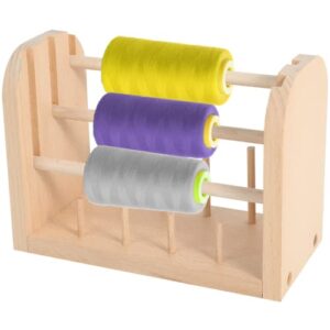 battipaw yarn holder wool yarn spindles, 3 spools + 8 spools wooden thread holder for embroidery quilting sewing, multifunctional beech thread rack organizer for crochet and knitting