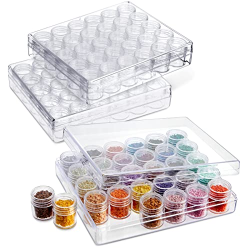 3 Pack Clear Bead Organizers and Storage Containers with Lids for Glitter, Arts and Crafts (93 Pieces)