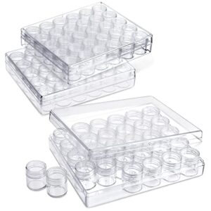 3 Pack Clear Bead Organizers and Storage Containers with Lids for Glitter, Arts and Crafts (93 Pieces)