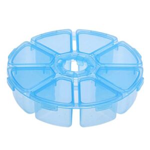 akoak 1 pack round 8-compartment storage box, easy to carry, for storing earrings, rings, beads, rhinestones, pills and more (blue)