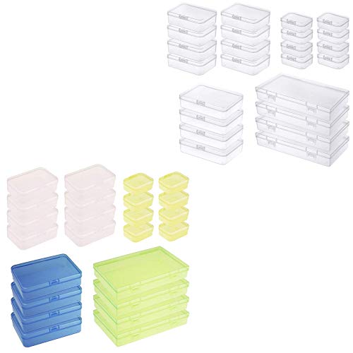 Goodma Mixed Sized Rectangular Plastic Boxes with Hinged Lids Clear Transparent & Colored Version Bundle