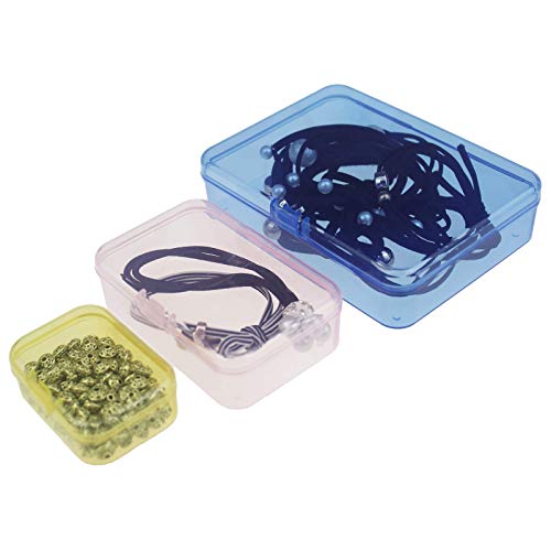 Goodma Mixed Sized Rectangular Plastic Boxes with Hinged Lids Clear Transparent & Colored Version Bundle