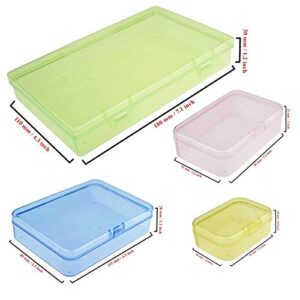 Goodma Mixed Sized Rectangular Plastic Boxes with Hinged Lids Clear Transparent & Colored Version Bundle