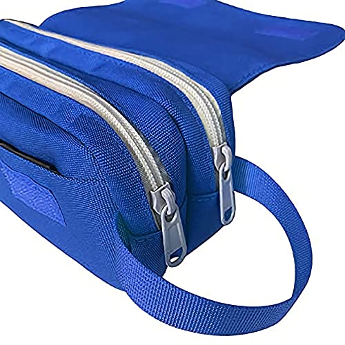 Canvas Large Capacity Pencil Case Kawaii Big Pencil Pouch Bags Cloth Zipper Pencil Organizer for Adults Girls Boys Office - Blue