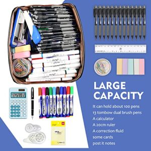 rlokosfb Large Capacity Pencil Case,Portable Pencil Pouch Opens Flat for Easy Access,Durable Pen Bag with Smooth Zipper for Office School Teen Girl Boy Men Women Adult