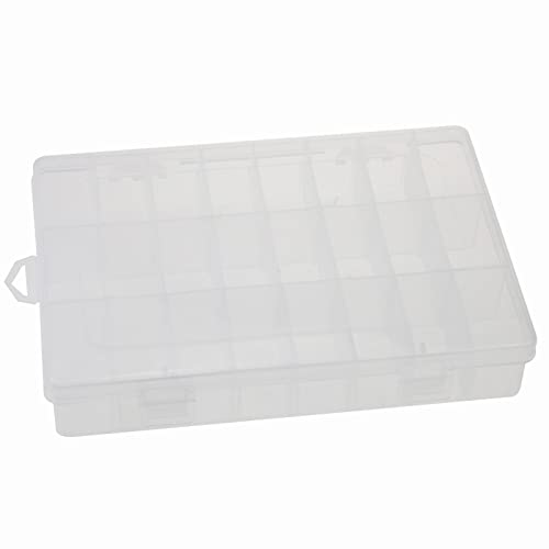 goldblue 24 Grids Clear Plastic Organizer Box,Compartment Clear Plastic Organizer Strap Adjustable Can Be Used for Dividers, Crafts, Jewelry, Buttons, Fishing Tackle Accessories, Small Parts