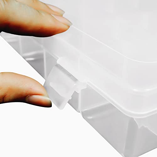 goldblue 24 Grids Clear Plastic Organizer Box,Compartment Clear Plastic Organizer Strap Adjustable Can Be Used for Dividers, Crafts, Jewelry, Buttons, Fishing Tackle Accessories, Small Parts