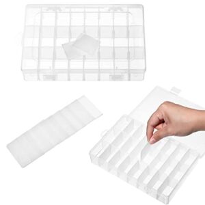 12 Pack Bulk 24 Grids Clear Plastic Organizer Box Tackle Organizer Box Crafts Storage Organizer Box with Removable Dividers Tackle Boxes for Fishing Tackle Storage Tackle Trays Jewelry DIY Parts Box