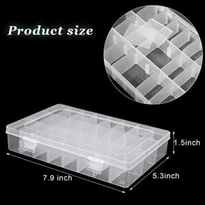 12 Pack Bulk 24 Grids Clear Plastic Organizer Box Tackle Organizer Box Crafts Storage Organizer Box with Removable Dividers Tackle Boxes for Fishing Tackle Storage Tackle Trays Jewelry DIY Parts Box