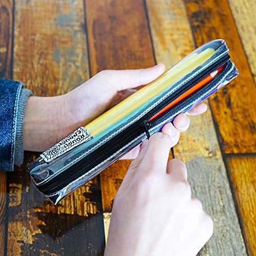 Rough Enough Slim Thin Small Cute Clear Pencil Case Pouch for Kids Boys Girls Adults School Stationary Art Supplies for College Students Teacher Office Aesthetic