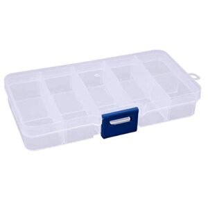 aeyistry 2 pcs clear plastic compartment storage box with adjustable divider removable grid compartment for crafts, bead, fishing tackle storage