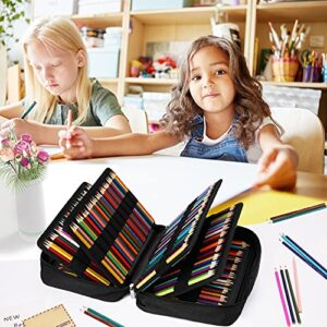 AYVANBER Big Capacity Colored Pencil Case Organizer 304 Slots Pen Holder Waterproof Storage Pouch Gel Marker Pen Bag Box for Cosmetic Brush Pencils & Gel Pen Used for Teens Student or Artist (Black)