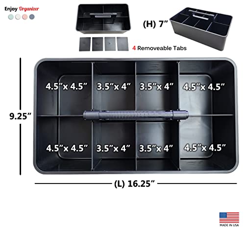 Enjoy Organizer- Commercial Large Portable Caddy Stackable Carry Caddy, Black, Carrier for Cleaning Supplies, Tools, All-Purpose Carry Caddy Made In USA (Black)