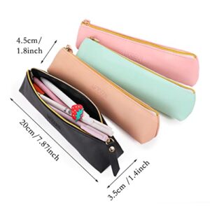 iSuperb 4 Pcs Small Pencil Case PU Leather Pencil Pouch Waterproof Stationery Organizer Storage Bag Cosmetic Zipper Pouch for Women Men (4pcs)