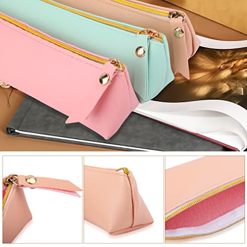 iSuperb 4 Pcs Small Pencil Case PU Leather Pencil Pouch Waterproof Stationery Organizer Storage Bag Cosmetic Zipper Pouch for Women Men (4pcs)