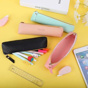 iSuperb 4 Pcs Small Pencil Case PU Leather Pencil Pouch Waterproof Stationery Organizer Storage Bag Cosmetic Zipper Pouch for Women Men (4pcs)