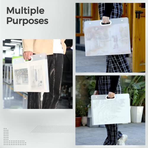 CDOKY 2PCS Art Portfolio Bags, 17.3 x 13.2 Inches Plastic Portfolio Folders with Handles, Waterproof Portfolio Bags for Artwork Keepsakes Drawing Sketches Photography Posters