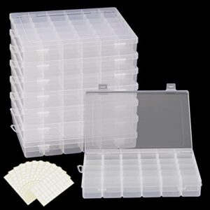 manchap 8 pack 36 grids plastic beads storage containers, jewelry box storage containers with removable dividers, clear plastic organizer box for beads, art crafts, label stickers included