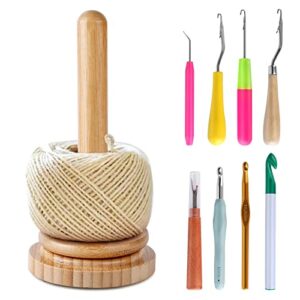 joyeee wood yarn holder with twirling mechanism classic,knitting embroidery accessory with crochet hook,craft & sewing supplies