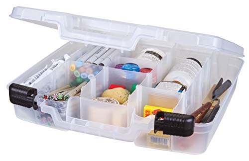 ArtBin 6961AB Quick View Deep Base Carrying Case with Removable Dividers, Portable Art & Craft Storage Box, 15", Clear