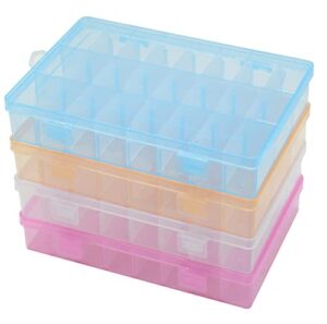 4 pcs 24 grids 7.5 inch x 5.1 inch adjustable small removable clear plastic jewelry organizer divider storage box jewelry earring tool containers (4pack(24-grid ))