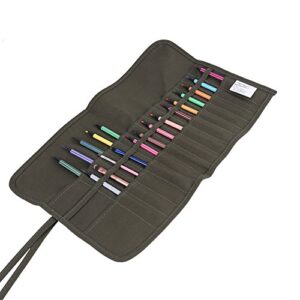 canvas brush roll-up bag 30 slots paint brushes case artist paint brush holder organizers, 12 x 19 inches paint brush storage canvas pouch for acrylic draw pen watercolor oil brushes case, black