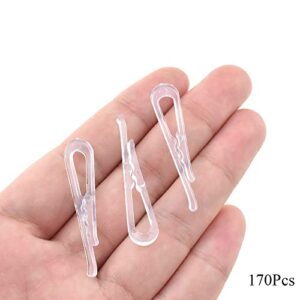 Hao Pro 38mm Length Clear Plastic Alligator Clip Easy Storage Securely Clip Prevent Damage Fabric Flexible Material U Shape Transparent Garment Clips 170 Pieces for Folding Ties Socks Pants Shirts