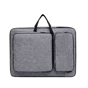 A3 Artist Portfolio Carry Case Bag Portable Students Waterproof Canvas Shoulder Bag Painting Pad Backpack for Sketching Painting Art Supplies with Shoulder Straps and Carry Handle (Grey)