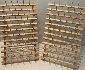 2 – 66 large spool cone wood thread racks (holds 132 spools) hardwood, freestanding or wall mount | perfect for large king size cones | for sewing, embroidery, quilting, & specialty thread storage
