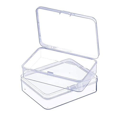 ZUER 2 Pcs Clear Plastic Beads Storage Containers Box,Large PP Clear Plastic Beads Storage Containers Box with Hinged Lid,Use for Holding Small Jewelry