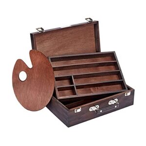 kingart studio wood art storage box, 2-tier case with 10 dividers, espresso finish