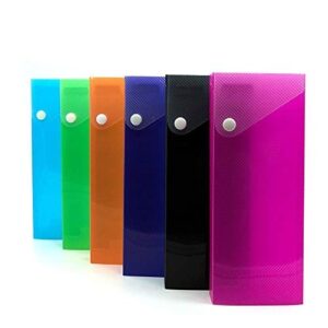 emraw slider pencil case – sliding pencil case with button snap, pencil case slider pencil case for color pencils durable translucent slider pencil case (6-pack)