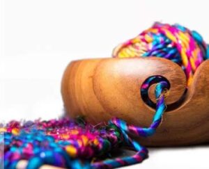 wooden yarn bowl, knitting bowl, yarn ball holder, handmade from walnut, knitting and crochet yarn holder, skein holder, extra large