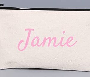 AIPNIS Personalized Name Canvas Zipper Pouch,Custom Craft Bag Canvas Pen Case Makeup Bags,Canvas Pencil Bag Cotton Canvas Cosmetic Bag Multi-Purpose Travel Cosmetic Bag