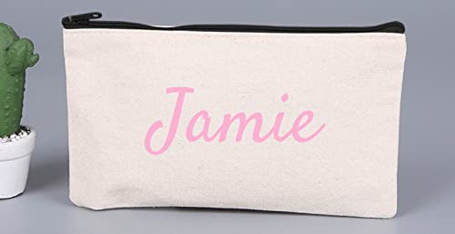 AIPNIS Personalized Name Canvas Zipper Pouch,Custom Craft Bag Canvas Pen Case Makeup Bags,Canvas Pencil Bag Cotton Canvas Cosmetic Bag Multi-Purpose Travel Cosmetic Bag