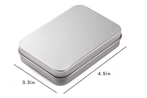 AKOAK 2 Pieces 4.5 x 3.3 x 0.86 Inch Rectangular Empty Hinged Tin Box Containers for Home Storage or Outdoor Active Storage Containers