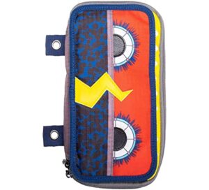 case it plp-120-me monster eye zipper pencil case with external organizer and grommets, 2 x 4 x 8.3 inches, red